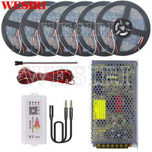 DC5V 5 m/10 m/15 m/20m25m/m 150 leds WS2812B 30 Endereçáveis LED Pixel tira + SP107E APP Controlador Música + Kit de Alimentação 2024 - compre barato