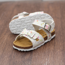 Sandália infantil para meninas, sapato casual de cortiça para praia 2024 - compre barato