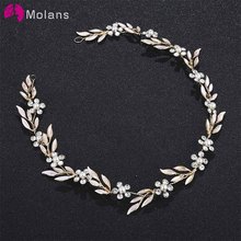 MOLANS-diademas florales de hoja Simple para mujer, accesorios de Boda nupcial, hoja de aleación de oro/plata, adornos para el cabello hechos a mano 2024 - compra barato