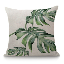 Tropical Plants Palm Leaf Green Leaves Printed Cotton Linen Cushion Throw Pillow 45x45 Cushion Decorative Pillowcases For Sofa 2024 - buy cheap