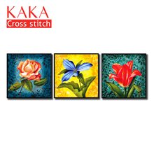 Kits de ponto cruz, conjuntos de bordado bordado com padrão impresso, 11ct-canvas para pintura de decoração de casa, flores completas nckf035 2024 - compre barato