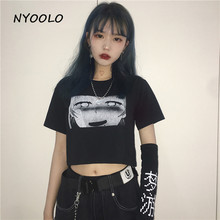NYOOLO Novelty design Sleepwalking robot letters print tee shirt Summer streetwear T-shirt women clothing top with sleeves 2024 - buy cheap