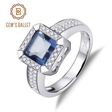 Женские винтажные кольца из серебра 925 пробы, с натуральным йолитным синим драгоценным камнем 2 карата 2024 - купить недорого