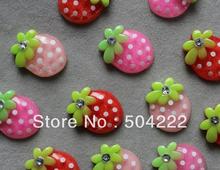 200pcs Resin Flatback glitter strawberry cabochon with rhinestones-DIY scrapbook, hair bow and flower centers 2024 - buy cheap