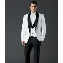 Черная шаль крестных отцов на заказ смокинг для жениха на одной пуговице мужские свадебные костюмы блейзер для лучшего человека (пиджак + брюки + галстук) 2024 - купить недорого