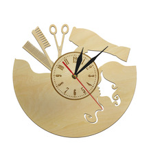 12 Inch Custom Barber Shop Hairdresser Large Silent Wall Clock Watch Wood European Style Hanging klok Beauty Salon Dial Vision 2024 - buy cheap