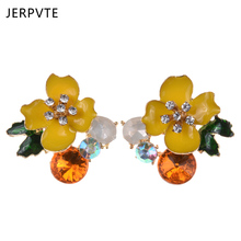 Jerpvte brincos femininos modernos, em metal, dourado, para mulheres, pequenos, fresco, com flores, joias femininas 2024 - compre barato