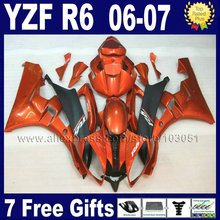 Kit de moldeo por inyección de carenados de moto, carenado rojo y dorado para YAMAHA YZF R6 06 07, plasticR YZFR6 2006 2007 YZF 600, 7 regalos 2024 - compra barato