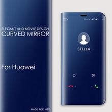 Роскошные прозрачные умный зеркальный флип-чехол для телефона для huawei P20 P30 Коврики 9 10 20 Pro lite honor 8X MAX NOVA 3 3I 4 4E Y6 Y7 2019 чехол s 2024 - купить недорого