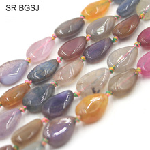 Free Shipping 10x14mm Drip Water-drop Shape Multicolor Mixed Crackle Agat Onyx Gems  Beads Strand 15" 2024 - купить недорого