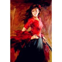 Wall art oil painting beautiful Lady Spanish dancer hand painted portraits paintings oil on canvas room decor 2024 - buy cheap