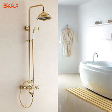 BAKALA Good Quality Solid Brass Luxury Rainfall Golden Shower Bath Set Faucets Wall Mounted Shower Mixer Faucets  GZ-6012 2024 - buy cheap
