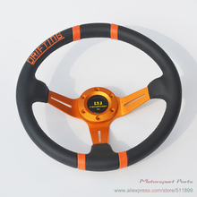 Gold Color LYJ Leather Deep Dish Steering Wheel Drifiting Car Steering Wheel With Orange Stripe 2024 - buy cheap