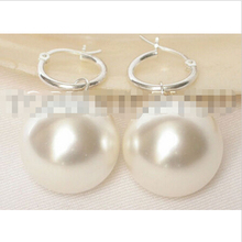 Pendiente de perlas de concha de mar, colgante grande, redondo, blanco, 16mm 2024 - compra barato