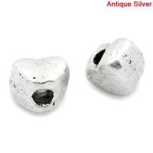 DoreenBeads 500PCs Silver Color Love Heart Charm Beads 4x3mm(1/8"x 1/8") (B20071), yiwu 2024 - buy cheap