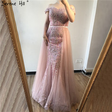 Vestido de fiesta de lujo con hombros descubiertos estilo sirena, vestido Sexy de estilo Dubái con escote corazón para mujer, con foto Real, color rosa, 2020, BLA60754 2024 - compra barato