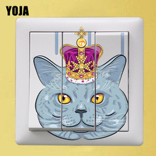 YOJA The Blue Cat Is Wearing A Crown Home Bedroom Wall Sticker Room Switch Decal For Kids 8SS0144 2024 - buy cheap