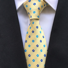 Corbata Formal de lujo de 8cm para hombre, corbatas de cuello de diseño único, amarillas con flores azules 2024 - compra barato