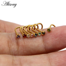 Alisouy-brincos de piercing de aço inoxidável, 1 peça, piercing de nariz, com minúsculos, redondos, em cristal, joias para o corpo, 0.8mm 2024 - compre barato