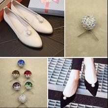 Accesorios de decoración para zapatos, 1 par de diamantes de colores brillantes a la moda, bola con punta redonda, flor, envío gratis 2024 - compra barato