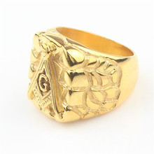 Freemasonry Free Mason Symbol Gold Tone Men's 316L Stainless Steel Masonic Ring 2024 - buy cheap