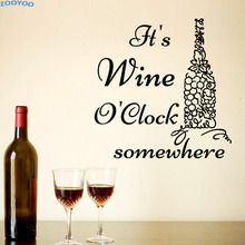 ZOOYOO It'S Wine I Clock Somewhere Grape Wine Bottle Wall Sticker Creative Home Decor Wall Art Vinyl Murals Decals Decoration 2024 - buy cheap