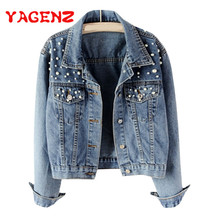 Yagenz jaqueta jeans feminina, primavera e outono, roupas femininas, plus size, casaco curto e jaqueta, 294 2024 - compre barato