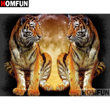 HOMFUN Full Square/Round Drill 5D DIY Diamond Painting "Animal tiger" Embroidery Cross Stitch 5D Home Decor Gift A00643 2024 - buy cheap