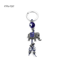 Evil eye new Fashion Lucky Elephant car keychain pendant for men Blue Crystal Pendent Keyring Evil Eye Bead Jewelry Keychain 2024 - buy cheap