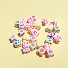 Factory Direct Sell 2850PCS/Lot 6*6MM Square Letter Alphabet Beads 3D Cube Neon Colors Face Printed Acrylic Jewelry Beads 2024 - buy cheap