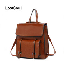 LostSoul genuine leather backpack female original leather backpack school for girls teenagers fashion school bag mochila escolar 2024 - buy cheap