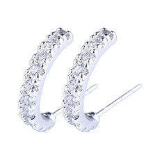 Women 925 Sterling Silver Stud Earrings Shining Clear CZ Stones Ear Wear  E035 2024 - buy cheap