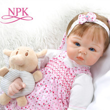 NPK55CM 0-3Month real baby bebe realitic reborn baby doll lifelike soft silicone baby girl doll weighted body rooted hair 2024 - buy cheap