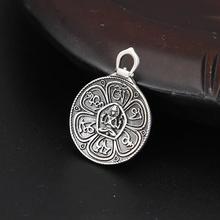 Small 100% 925 Silver Tibetan Buddha Statue Pendant Tibetan Six Words Proverb Charm Buddhist OM Charm 2024 - buy cheap