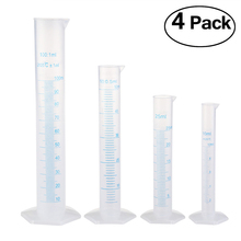 4pcs/Set Transparent Measuring Plastic Graduated Cylinder Lab Measuring Cup Laboratory Tools 10ml / 25ml / 50ml / 100ml 2024 - buy cheap