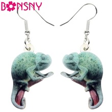 Bonsny-pendientes acrílicos de lagarto para mujer y niña, aretes colgantes de camaleón, joyería de animales para mascotas, accesorios de regalo, Bisutería 2024 - compra barato