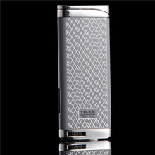 Ultra Thin Business Compact Jet Torch Butane Metal Cigar Pipe Turbo Lighter Pattern Cigarette 1300 C Fire Windproof NO Gas 2024 - buy cheap