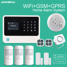 GSM Wifi GPRS SMS home security burglar alarm system mobile APP control with smoke detector sensor PIR sensor wifi door senor 2024 - buy cheap