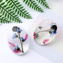 Brincos coreanos com flores secas em vidro transparente brincos com tarraxa em resina boêmia bijuteria oval para mulheres 2021 2024 - compre barato