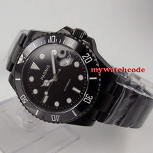 40mm parnis mostrador preto pvd cerâmica bezel miyota safira vidro relógio masculino 145 2024 - compre barato