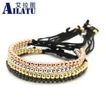 Ailatu Men Bracelet Stainless Steel Cz Beads Macrame Bracelet European American Style 4mm 10pcs/lot 2024 - buy cheap