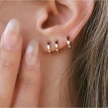 plain small huggie hoop earring gold silver color wholesale simple minimal hoops 2024 - buy cheap