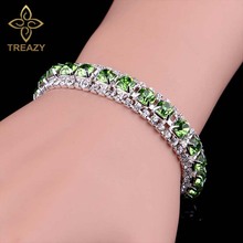 TREAZY очаровательные браслеты с зелеными кристаллами для женщин посеребренные браслеты и браслеты свадебные аксессуары для выпускного 2024 - купить недорого