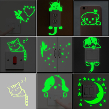Cartoon Luminous Switch Sticker Glow in the Dark Wall Stickers Home Decor Kids Room Decoration Sticker Decal Cat Fairy Moon Star 2024 - buy cheap