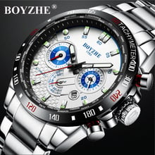 BOYZHE Chronograph Mechanical Wristwatches Tourbillon Sport Automatic Watch Skeleton Men Full Steel Business relogio masculino 2022 - buy cheap