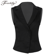 Fashion Womens Slim Fit Suit Vest V-Neck Single Button Sleeveless Formal Blazer West Jackets Office Lady WaistCoat Dressy Vest 2024 - buy cheap