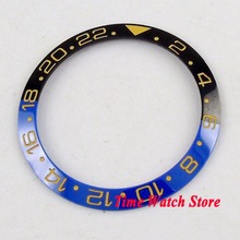 Solid 38mm black blue  yellow marks ceramic bezel bezel insert fit for 40mm SUB GMT men's watch B53 2024 - buy cheap