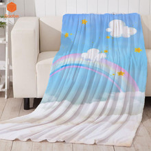 Голубое небо и белые облака Радуга сон одеяло супер мягкое пледы одеяло искусство детей пледы путешествия пляжное полотенце с принтом 2024 - купить недорого