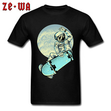 Camiseta astronauta skateboard divertido 2018, camiseta básica masculina de alta qualidade em algodão, estilo retrô casual, slim fit 2024 - compre barato