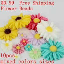Cuentas de flores de la mejor venta de $0,99 10 unidades de cuentas de resina de colores y tamaños mixtos para arte de uñas 2024 - compra barato